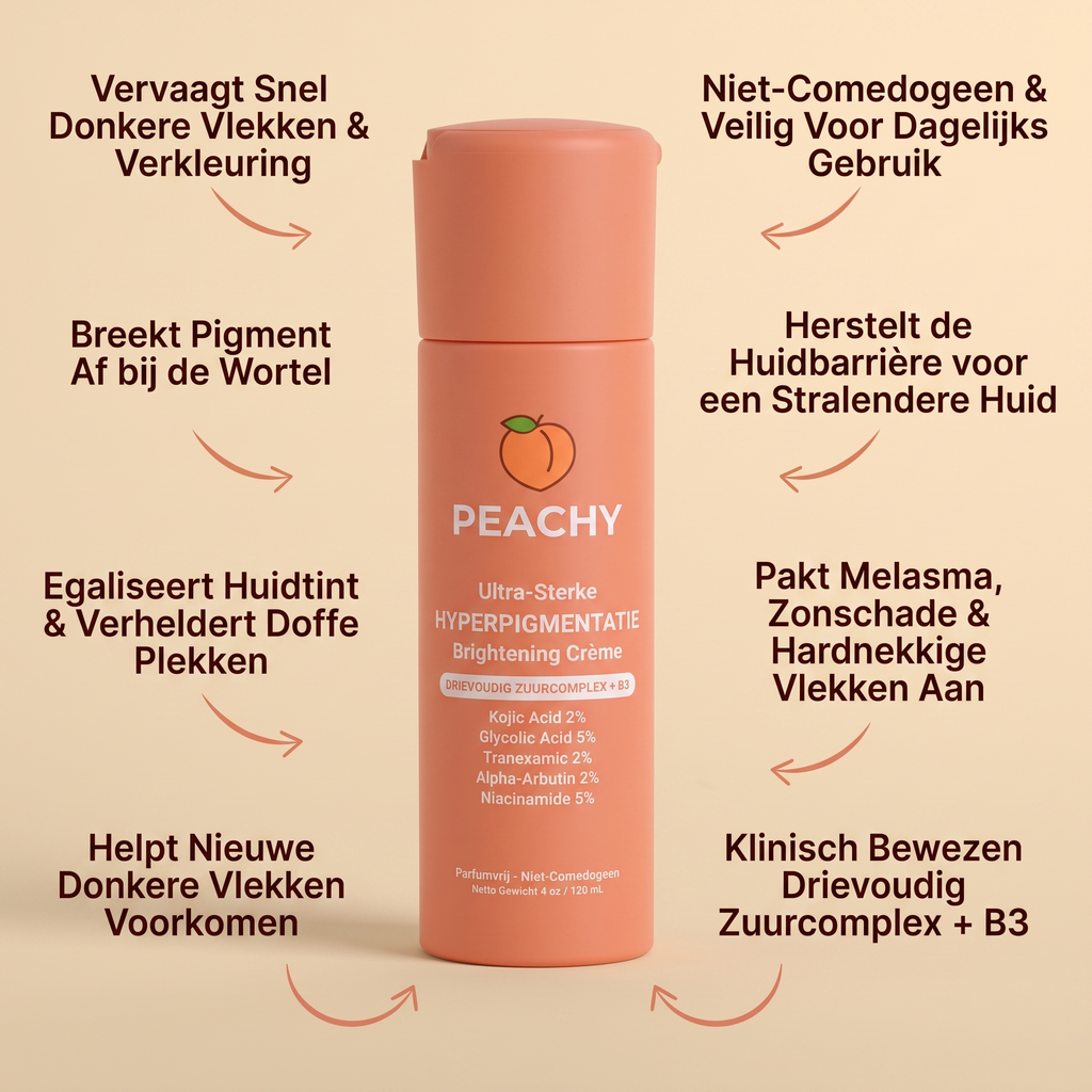 Peachy - Drievoudig zuurcomplex voor de behandeling van hyperpigmentatie, met toediening op cellulair niveau